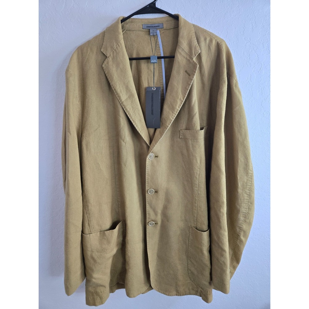 Johnston Murphy Khaki Blazer Mens Size XL Button Up Long Sleeve Modern New Tags
